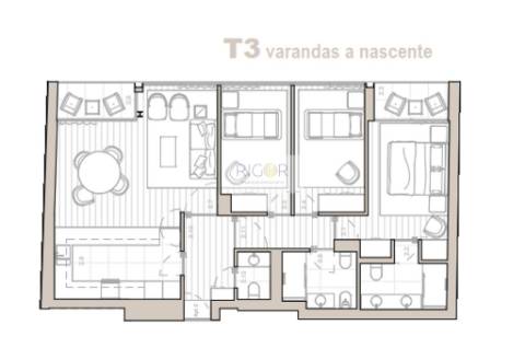 Apartamento T3 novo em Matosinhos sul