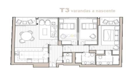 Apartamento T3 novo em Matosinhos sul