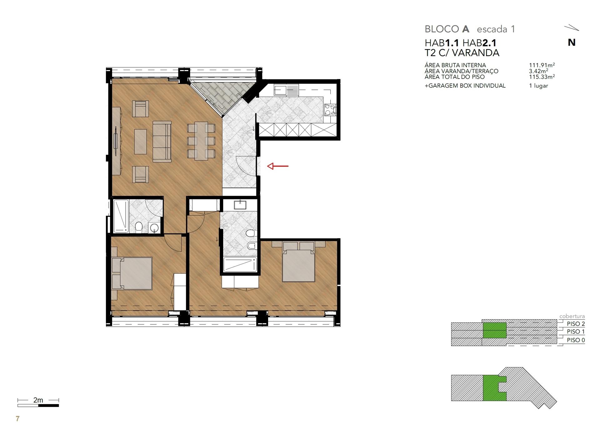 Apartamento T2 no Empreendimento Jardins D´Avenida, Póvoa de Varzim