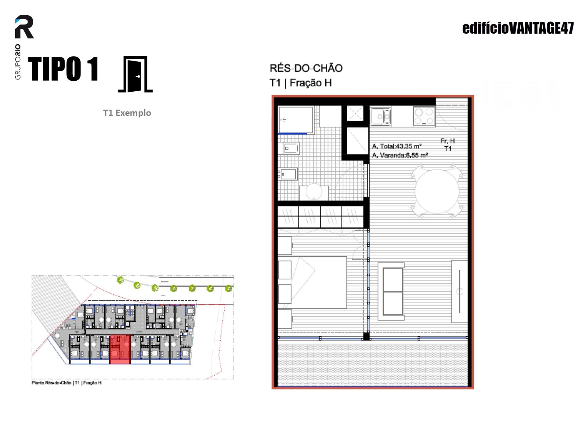 Apartamento T1 NOVO na Póvoa de Varzim