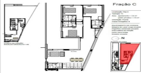 T3 inserido no Condomínio residencial Serpa Pinto a 100 metros da Rua da Constituição