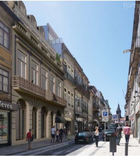 T0 c/ mezanino, varanda e terraço, zona nobre da baixa do Porto