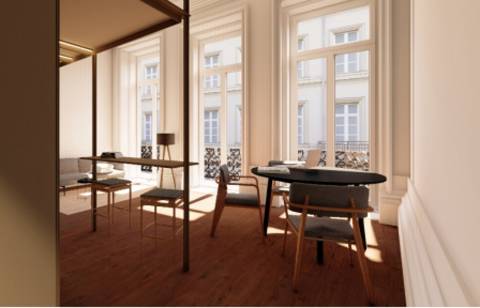 T0 c/ mezanino, varanda e terraço, zona nobre da baixa do Porto