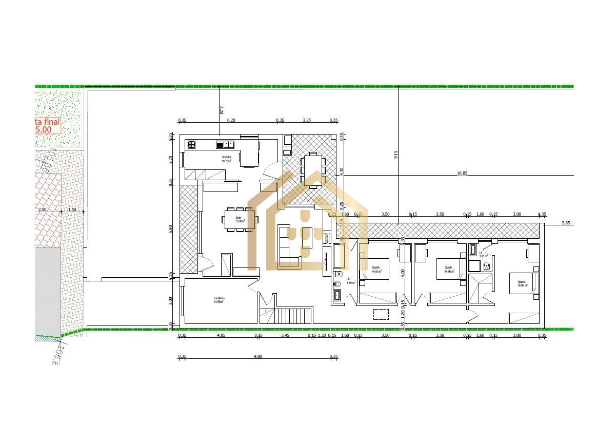 Moradia térrea 4quartos Isolada linhas direitas lote 650m2 zona verdes e silenciosa house Portugal