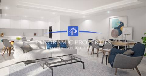 Apartamentos de luxo e de estilo moderno com dois quartos em construção.