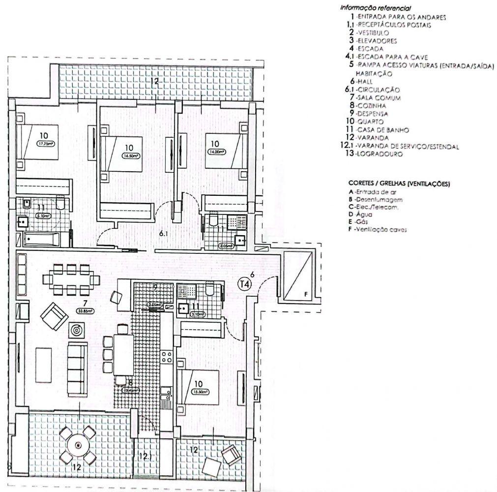 Apartamento T4 com 2 lugares na garagem e 2 arrecadações